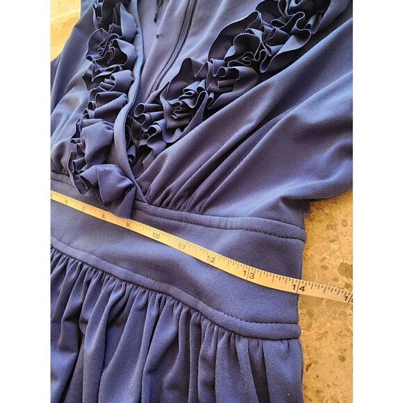 Maggie London NWT sleeveless blue size 6 ruffle v-neck dress - Picture 6 of 8
